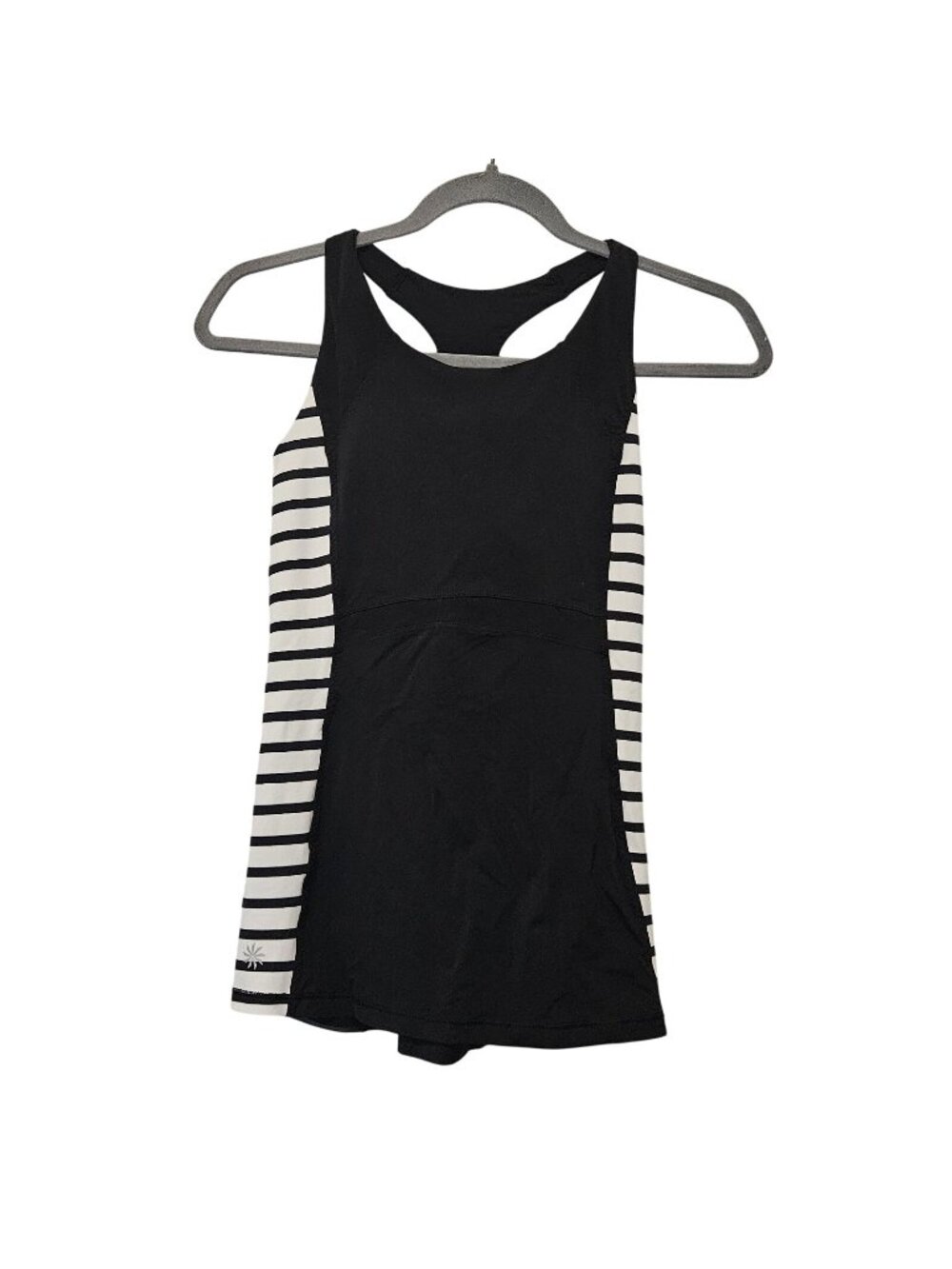 Athleta Ace Racer Tank Black & White Stripe Racerback YOGA Top Womens XS NEW